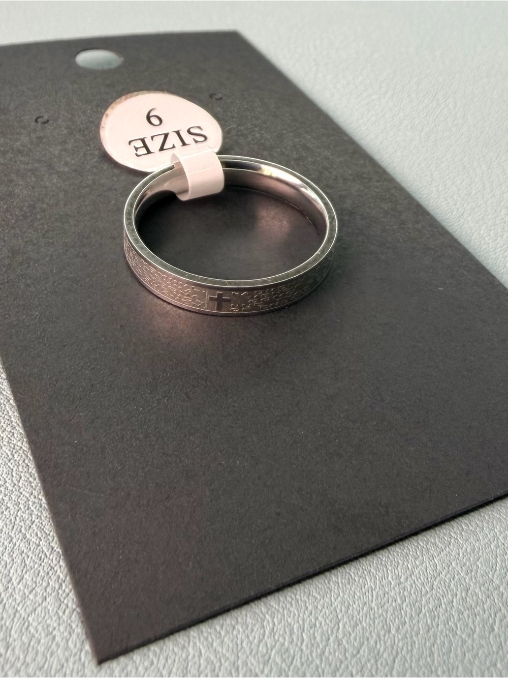 Men's Silver-Tone Textured Band Ring - Size 9